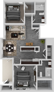 Two Bedroom / Two Bath - 987 Sq.Ft.*
